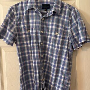 Lucky Brand Casual Blue and White Plaid Shirt